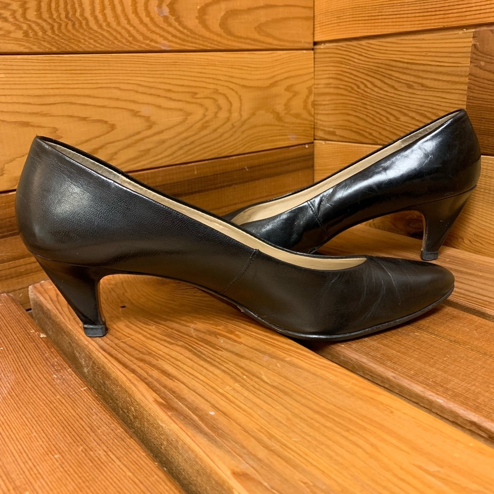 Enzo Angiolini Leather Classic Black Heels Pumps
